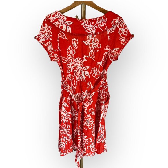 Free People A Thing Called Love Linen Floral Midi Dress in Red Womens 4 - *NWT!* - Picture 4 of 12